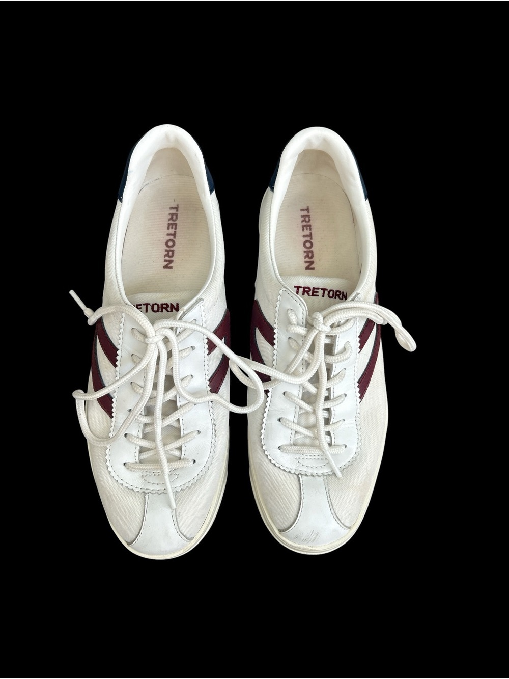 Tretorn White Sneakers with Burgundy Accent
